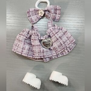 Tweed Labubu Dress with White Shoes
